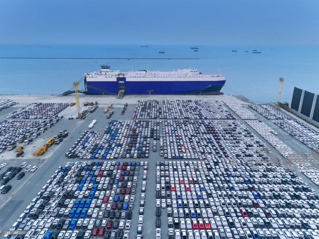 Vehicle staging area used in export operations